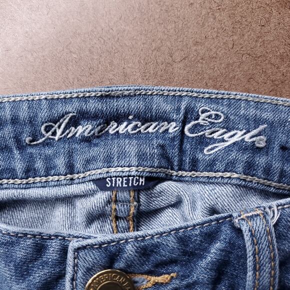 American Eagle Jeans Women 2 Blue Favorite Boyfriend Bootcut Distressed Grunge - Picture 10 of 12